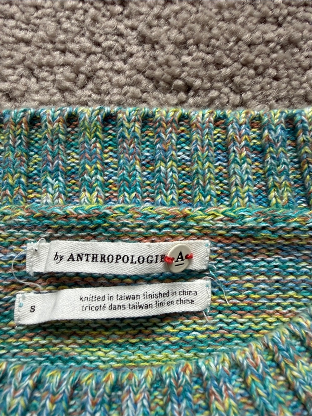 Anthropologie Watercolor -Dye Blue & Green Women's Knit Sweater - Picture 4 of 4